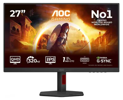 Obrázok produktu pre AOC G4 Q27G4SRU, 68,6 cm (27"), 2560 x 1440 px, Quad HD, LED, 1 ms, Čierna, Červená