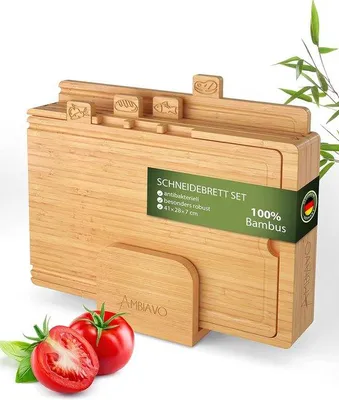 Immagine prodotto di Set di taglieri in bambù, grande, 4 pezzi, in legno, per la cucina