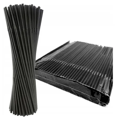 Zdjęcie produktu dla 500 plastikowych słomek do picia wielokrotnego użytku / słomki czarne elastyczne 21 cm Ø 5 mm