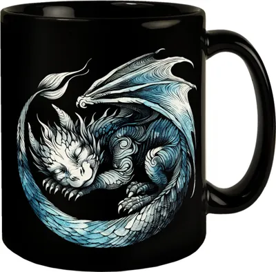 Produktbild von Schlafender Babydrache Tasse in Schwarz