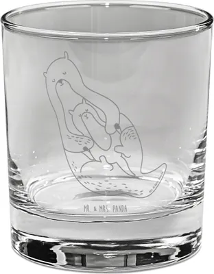 Produktbild von Mr. & Mrs. Panda Glas Otter Kind - Transparent - Geschenk, Baby, Mama, Cocktailglas, Familie, Geburt, Longdrinkglas, Mutter, Tumbler, für Gin, gravur