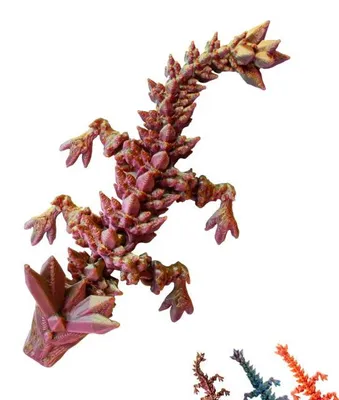 Zdjęcie produktu dla Figurka dekoracyjna Smok 3D – 10 cm | Fantasy do kolekcji – Czerwono-żółto-zielony