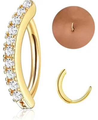 Zdjęcie produktu dla Kolczyk do pępka, stal nierdzewna, opal, kształt serca, typu clicker, biżuteria do ciała, 14G, złoty, 10 mm