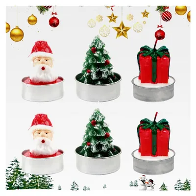 Produktbild von 6 Stück Mini Weihnachtskerzen in Geschenkbox für die Tischdekoration zu Weihnachten
