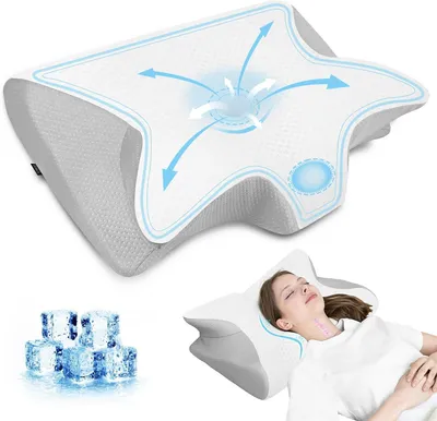 Produktbild von Memory Foam Kissen, für Schlafen, 2-in-1, grau