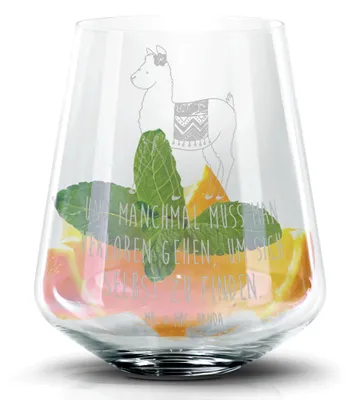 Produktbild von Mr. & Mrs. Panda Cocktailglas Alpaka Stolz - Transparent - Geschenk, Tumbler, Lama, Gin Glas, Longdrinkglas, Caipirinha, Cocktail
