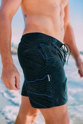 Produktbild von GUGGEN MOUNTAIN Badehose für Herren Schnelltrocknende Badeshorts mit Kordelzug Beachshorts Boardshorts Schwimmhose Männer Farbe Blau XXL