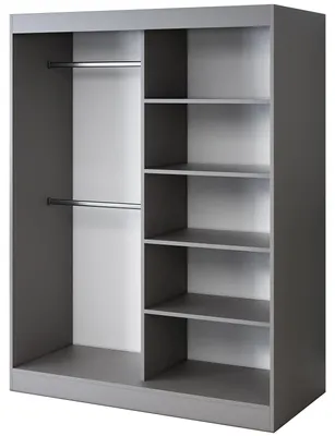 Zdjęcie produktu dla Otwarta Szafa– 150 x 200 cm – Antracyt Mat– Szafa otwarta TROY – z 4 półkami i 2 drążkami