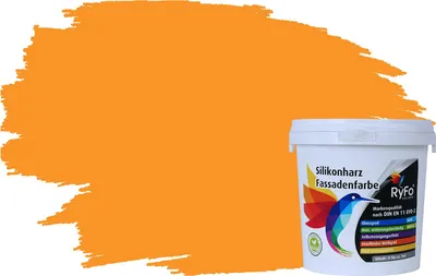 Produktbild von RyFo Colors Silikonharz Fassadenfarbe Lotuseffekt Trend Orangetöne Sorbetorange 1l - bunte Fassadenfarbe, weitere Orange Farbtöne und Größen erhältlich, Deckkraft Klasse 1