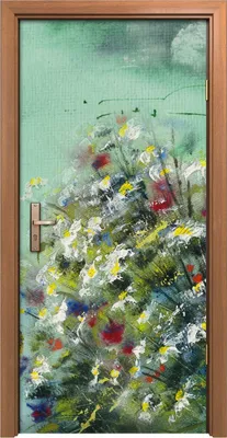 Produktbild von Türposter 90x200 cm Türaufkleber Türtapete Türfolie Klebefolie Foto Abstrakte Malerei mit Blumen