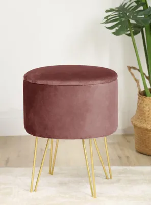 Produktbild von Sitzhocker – Polsterhocker – Pouf – Ottomane – LILI – 35 cm – Rosa – Elegante Samtpouf mit Stauraum und Deckel