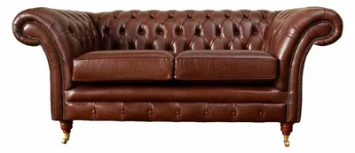 Immagine prodotto di Divano Chesterfield Rivestimento in pelle Divani Marrone Due Posti Nuovo