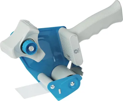 Produktbild von 1x Handabroller grau/blau mit Andrucklasche & Rollenbremse für 50mm x 66m Packband