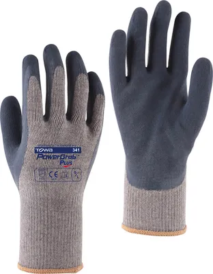 Produktbild von TOWA PowerGrab plus grau/blau mit MicroFinish® Latexbeschichtung Größe 7 , 1 Paar
