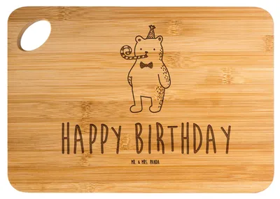 Produktbild von Mr. & Mrs. Panda Holzbrett Bär Geburtstag - Transparent - Geschenk, Hackbrett, Frühstücksbrett, Happy Birthday, Glückwunsch, Alles Gute, Küchenbrett, Teddy, Schneidebrett