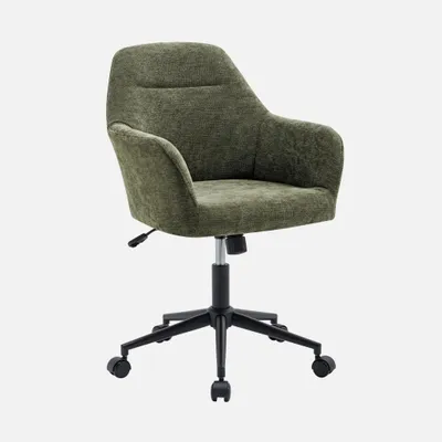 Immagine prodotto di Sedia da ufficio con ruote regolabile in metallo e tessuto, Verde kaki