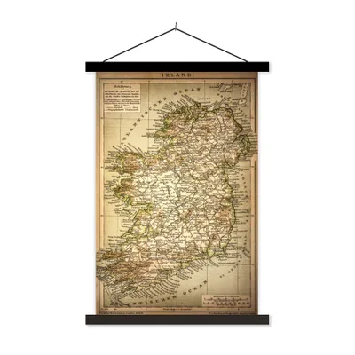 Produktbild von MuchoWow® Textilposter Antike Landkarte von Irland 60x90 cm mit schwarzem Rahmen - Poster Wohnzimmer