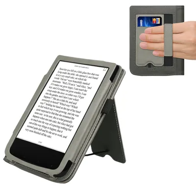 Produktbild von kwmobile Schutzhülle kompatibel mit Pocketbook Touch Lux 4/5/Touch HD 3/Color (2020)/ Vivlio Lux 5 Flip Hülle - Cover mit Handschlaufe - Aufgehende