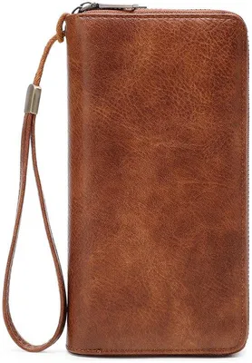 Zdjęcie produktu dla Etui na telefon z zamkiem błyskawicznym dla kobiet, pojemne, portfel podróżny/etui na telefon dla kobiet, zamek błyskawiczny, duża pojemność – brązowe