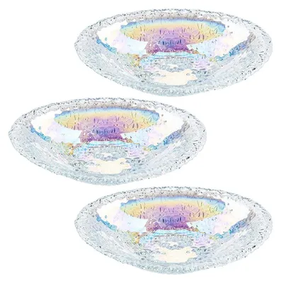Ovale Glas-Dekoschalen mit Blumenrelief, 3 Stück, 20,5 cm