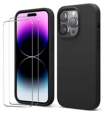 Immagine prodotto di il set di cover protettive 2in1 per l'Apple iPhone 16 Pro Max è composto da 2x protezioni per lo schermo in vetro 9H e 1x custodia in silicone in nero