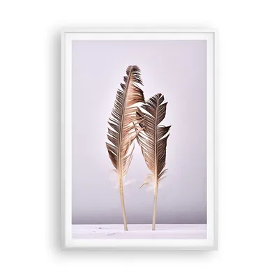 Produktbild von Gerahmtes Poster - Weißer Rahmen - Zwei Federn Flieder - 70x100 cm - Wand Bild - Wanddeko - Wandbilder - Kunstposter - Wandposter - Bilderrahmen - Bilder - Kunstdruck - Wandbild - P2WPA70x100-4335