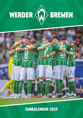 Zdjęcie produktu dla N NEUMANNVERLAGE - kalendarz ścienny Werder Brema 2025, 29,7x42cm, kalendarz piłkarski z motywami gwiazd, kalendarz kibica z najważniejszymi wydarzeniami piłkarskimi, oprawa spiralowana, kalendarz w języku niemieckim
