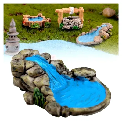 Produktbild von Blaue Miniatur-Wasserpool-Dekoration für Feengärten und Puppenhäuser