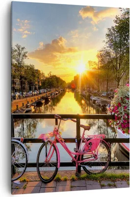 Produktbild von Bild auf Leinwand - Leinwandbild - Einteilig - Bikes Kanal Amsterdam Architektur - 70x100cm - Wand Bild - Wandbilder - Leinwanddruck - Wanddekoration - Leinwand bilder - Wandbild - PA70x100-3081