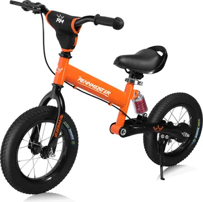 Image de RENNMEISTER® Draisienne pour enfants Orange Guidon selle réglable Frein Vélo d'apprentissage Pneus jusqu'à 50kg Vélo d'équilibre