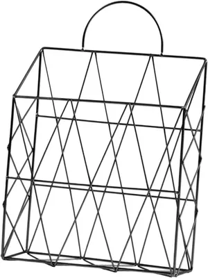 Produktbild von Schwarzer, wandmontierter Zeitschriftenständer aus Metall, stabiler Hängekorb, Aufbewahrung für Zeitungen/Dokumente, modern