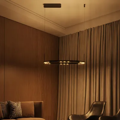 Productafbeelding van Strakke hanglamp Lunette zwart Ø 660cm, AI-gegenereerde afbeelding