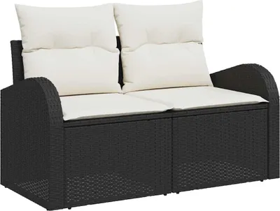 Obrázek produktu pro vidaXL Zahradní pohovka s polštáři černá 124 x 62 x 69 cm polyratan