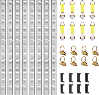 Produktbild von Zurrschienen 34 Stk. Airlineschienen, Silber Transportschiene, 454 kg Max. Tragfähigkeit Ankerschiene, 1,52 m Schienenlänge Stäbchenzurrschiene zur Ladungssicherung für Anhänger und Wohnmobile