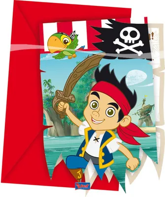 Produktbild von Procos 80688 - Jake Nimmerland - Captain Jake - 6 Einladungskarten mit Umschlag