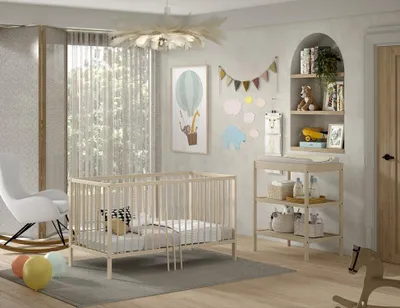 Produktbild von Babymöbel-Set >Dino< in Buche Natur, Massivholz - 144x84,4x75,5cm (BxHxT)