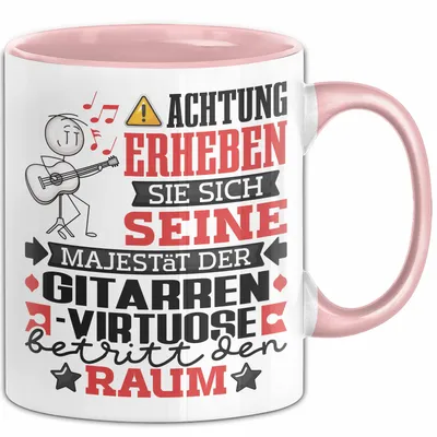 Produktbild von Gitarrenvirtuose Geschenk Tasse Lustiger Spruch Erheben Sie Sich Der Gitarrenvirtuose Betritt den Raum (Rosa)