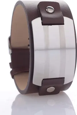 Produktbild von Karisma Leder Armband Braun Mit Edelstahl Platte Breite 30mm - Männerschmuck