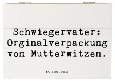Produktbild von Mr. & Mrs. Panda Box Spruch Schwiegervater Witze 22 x 15 cm - Weiß - Geschenk, schatztruhe, Schwiegerväter, Schatzkiste, fotobox, Familie, Humor, herzerwärmende Sprüche
