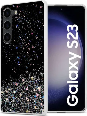 Produktbild von Cadorabo Hülle für Samsung Galaxy S23 in Schwarz mit Glitter Schutzhülle aus flexiblem TPU Silikon mit funkelnden Glitter Case Cover Etui Handy Hülle
