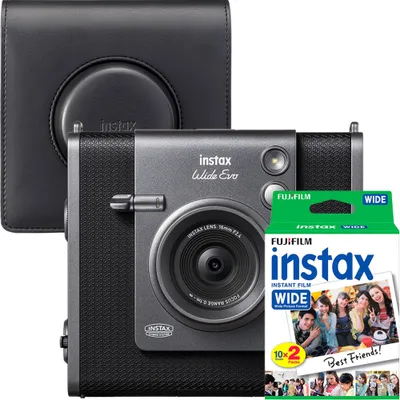 Produktbild von Set Kamera Fujifilm Instax Wide EVO Hybrid, schwarz mit Tasche und Film 2x10