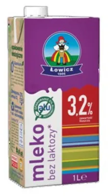Zdjęcie produktu dla Łowicz Mleko UHT 3.2% bez laktozy 1 litr
