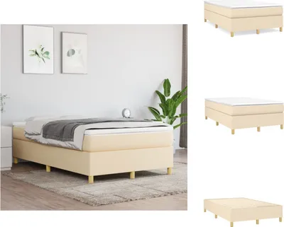 Produktbild von vidaXL Boxspringbett Creme 120x200 cm Stoff -  Betten & Bettgestelle