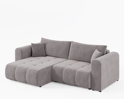 Produktbild von Ecksofa RIVA Links Beige | Velours-Stoff Premium | L-Form Couch mit Schlaffunktion & Bettkasten