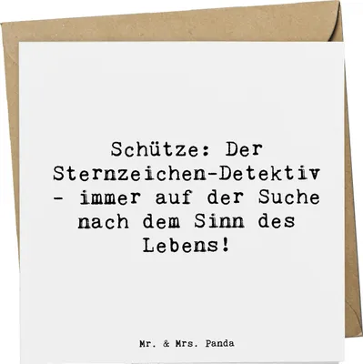 Produktbild von Mr. & Mrs. Panda Grußkarte Spruch Schützenblick - Weiß - Geschenk, Optimismus, Glückwunschkarte, doppelkarte, Geschenke Sternzeichen, anlasskarte, Tierkreiszeichen