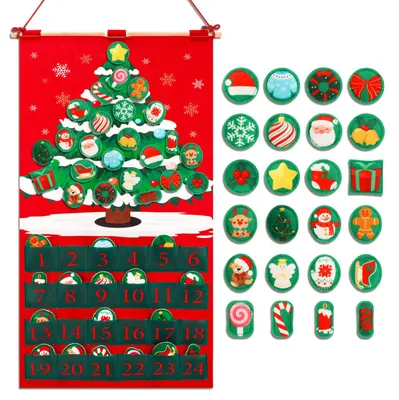 Filz-Adventskalender mit 24 Ornamenten, 76x42 cm, Countdown
