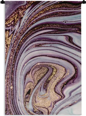 Produktbild von MuchoWow® Wandteppich Wandbehang Marmor - Rosa - Gold - Glitzer - Marmoroptik - Luxus 120x180 cm Tapisserie Dekoration Wandtuch - Schlafzimmer - Dekorationen für das Haus