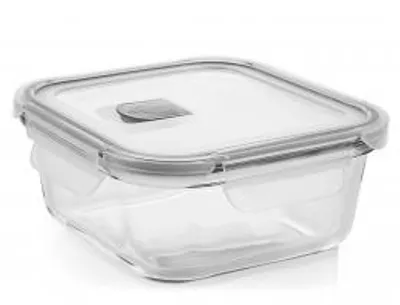 Immagine prodotto di H&H Contenitore Quadrato In Vetro Con Coperchio E Valvola Ml 1100