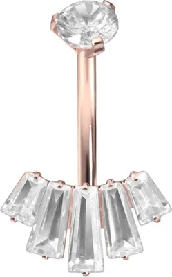 Produktbild von Bauchnabelpiercing Titan Bananabell mit Innengewinde 5 EINGEFASSTE KRISTALLRECHTECKE