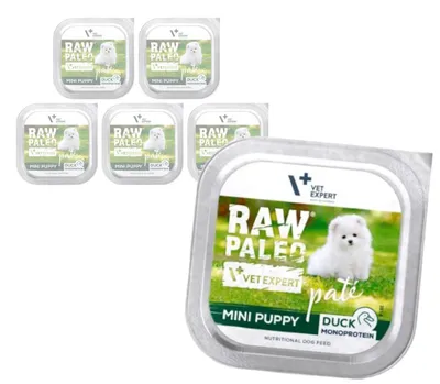 Produktbild von Raw Paleo Duck Pate Mini Puppy 6x150g Monoprotein Nassfutter Pastete für kleine Rassen Welpen mit Ente